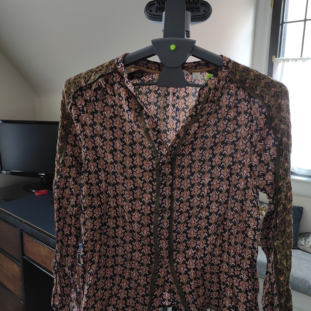 Patterned Long Sleeve Blouse